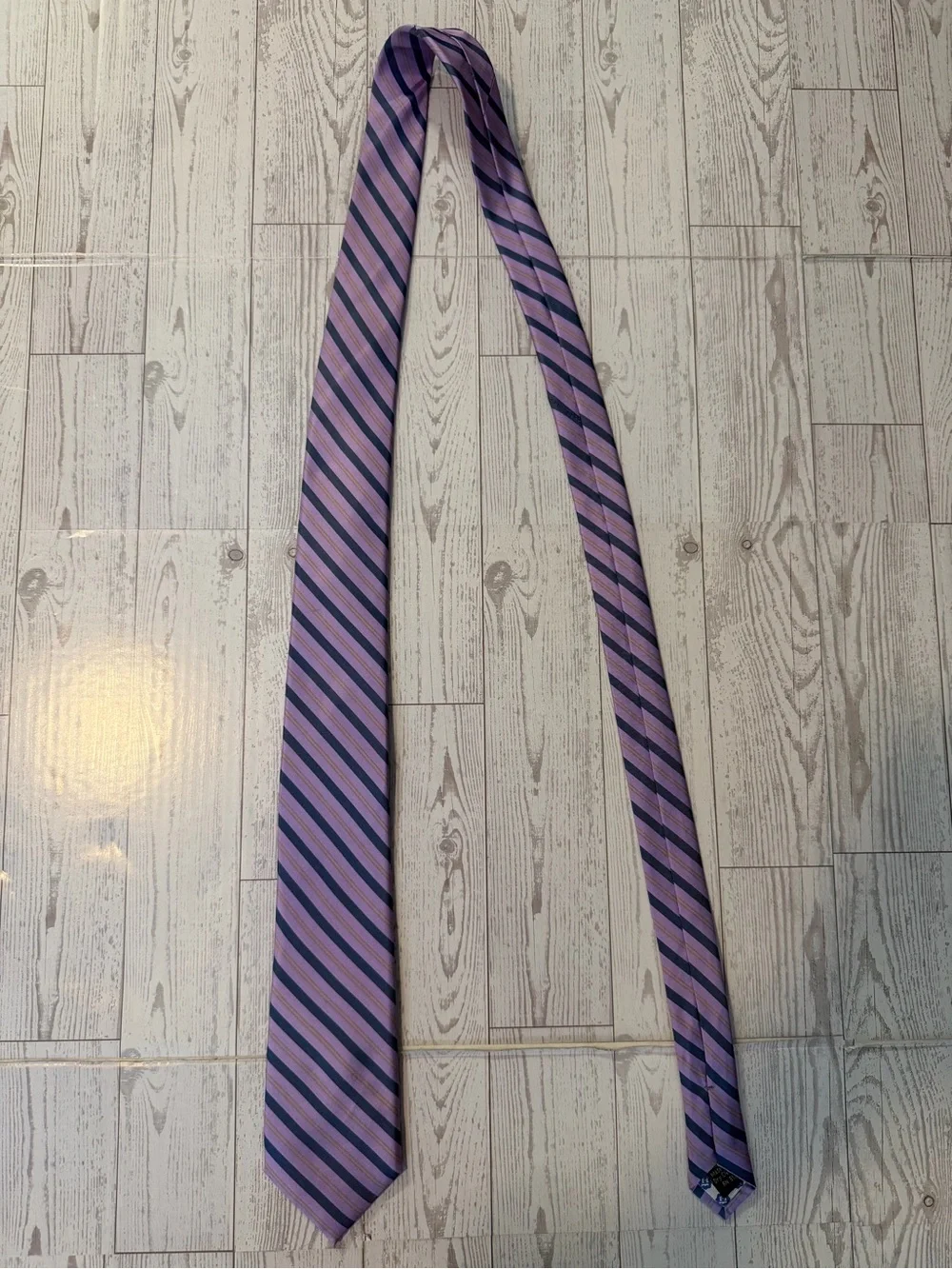 Haggar, 100% Silk, Striped Tie, Purple Gold, Necktie